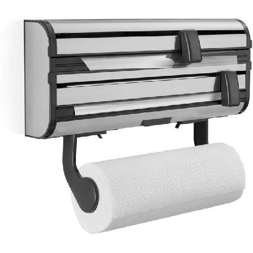 Distributeur D'aluminium Derouleur mural Leifheit Parat Royal 25793. porte-rouleau cuisine en acier inoxydable pour 3 rouleaux. lames tranchantes. blanc