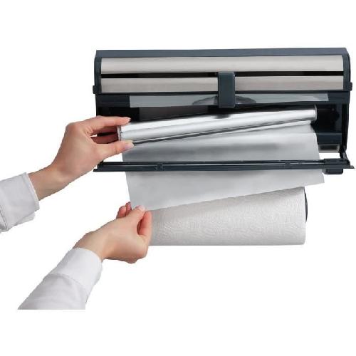 Distributeur D'aluminium Derouleur mural Leifheit Parat Royal 25793. porte-rouleau cuisine en acier inoxydable pour 3 rouleaux. lames tranchantes. blanc