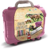 Dessin - Coloriage Travel Set - MULTIPRINT - 42985 - 5 tampons Les Chevaux. 10 crayons