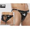 Dessous Slip noir en vinyle avec lacage - Taille XL