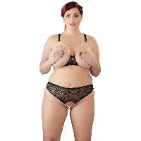 Dessous Soutien-gorge et string noir 4XL