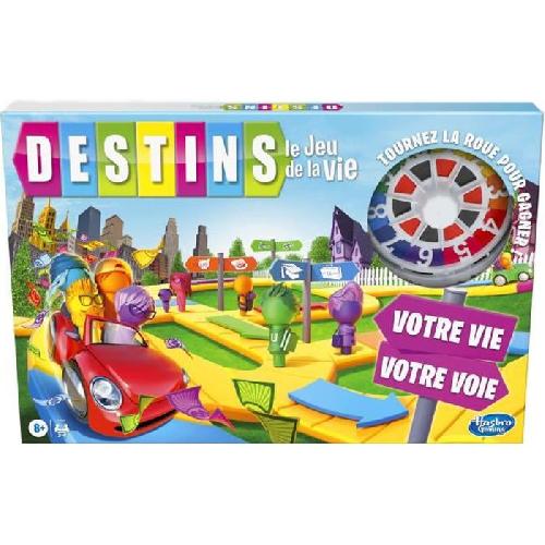 Jeu De Societe - Jeu De Plateau Destins Le jeu de la vie. Jeu de plateau pour la famille. 2 a 4 joueurs. pour enfants. des 8 ans. avec pions colorés. Hasbro Gaming