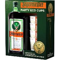 Digestif-eau De Vie Coffret PartyPack - Liqueur Jägermeister 35.0% Vol. 175cl + 4 verres éco-cups + 1 pompe