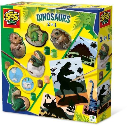 Jeu De Peinture Dinosaures 2 en 1 - Moulage et peinture et scratch - Loisirs créatifs - SES CREATIVE - Mouler. peindre et scratcher des dinosaures.