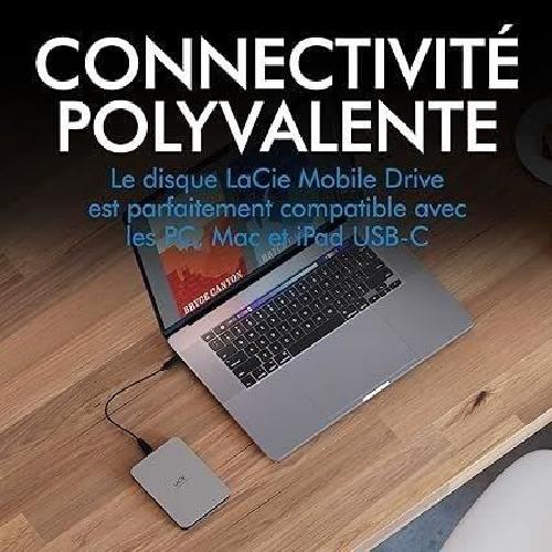 Disque Dur Externe Disque dur portable externe - LACIE - Mobile Drive secure v2 - USB 3.1-C - 4To - Gris espace (STLR4000400)