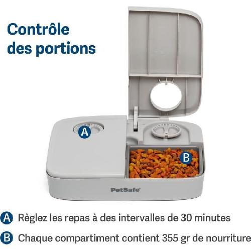 Distributeur D'aliment Distributeur automatique - PETSAFE - 2 repas - Plastique sans BPA - 300g capacité - Minuterie réglable