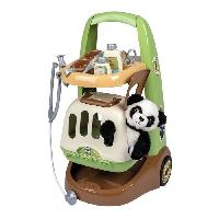 Docteur - Infirmiere - Veterinaire Smoby - Chariot Vétérinaire  de Zoo - Peluche Panda - Nombreux accessoires inclus - Produit 2 en 1 : Cage de transport - Fabrication