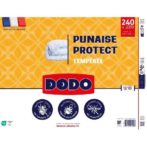 Couette DODO Couette tempérée 300gr/m² 220x240 cm - Protection anti punaise. anti acarien - Blanc - Fabriqué en France