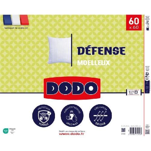 Oreiller DODO - Oreiller DEFENSE - 60 x 60 cm - 100% Polyester VOLUPT'AIR - Blanc