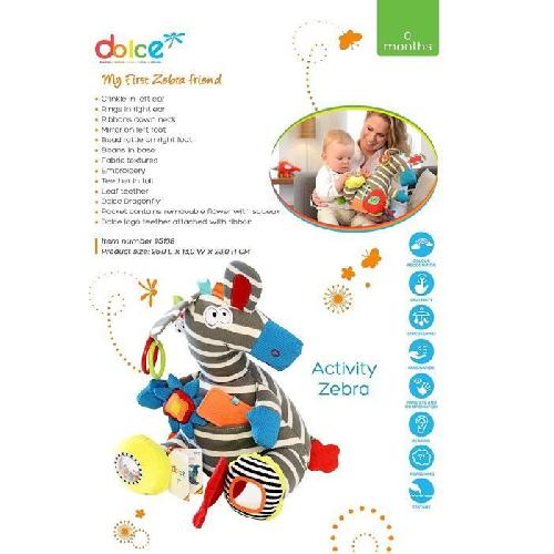 Doudou DOLCE Peluche jouet d'eveil - Le zebre