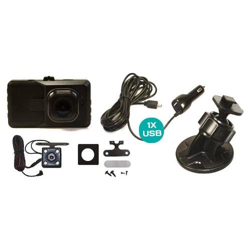 Boite Noire Video - Camera Embarquee Double dashcam 12-24V GUARDO AV-AR avec ecran 3''