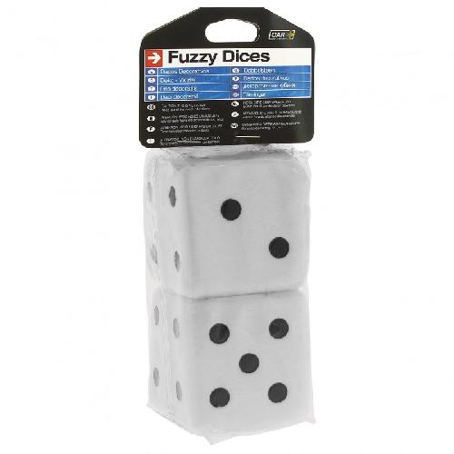 Personnalisation Decoration Tuning Double des DADOS10 en peluche a suspendre 6x6cm blancs points noirs - Swiss Drive