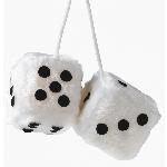 Personnalisation Decoration Tuning Double des DADOS10 en peluche a suspendre 6x6cm blancs points noirs - Swiss Drive