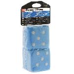 Personnalisation Decoration Tuning Double des DADOS30 en peluche a suspendre 6x6cm bleus points blancs - Swiss Drive