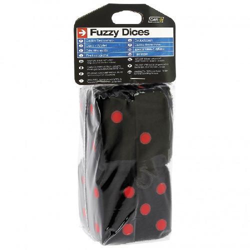 Personnalisation Decoration Tuning Double des DADOS60 en peluche a suspendre 6x6cm Noirs points Rouges - Swiss Drive