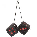 Personnalisation Decoration Tuning Double des DADOS60 en peluche a suspendre 6x6cm Noirs points Rouges - Swiss Drive