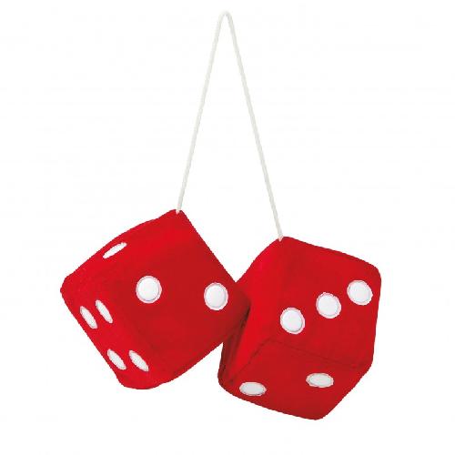 Personnalisation Decoration Tuning Double Des DADOS70 En Peluche A Suspendre 6x6cm rouges points blancs - Swiss Drive