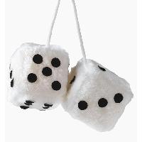 Double des en peluche a suspendre - Blanc 9x9cm