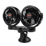 Ventilateur D'appoint Double Ventilateur 12V Diametre 10Cm Chacun Orientable Sur Ventouse Amio