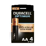 Piles Duracell Optimum Piles alcalines AA. 1.5 V LR6 MN1500. paquet de 4