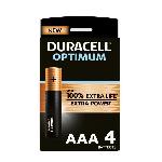 Piles Duracell Optimum Piles alcalines AAA. 1.5 V LR03 MN2400. paquet de 4