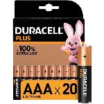 Piles Duracell Plus Piles alcalines AAA. 1.5V LR03 MN2400. paquet de 20