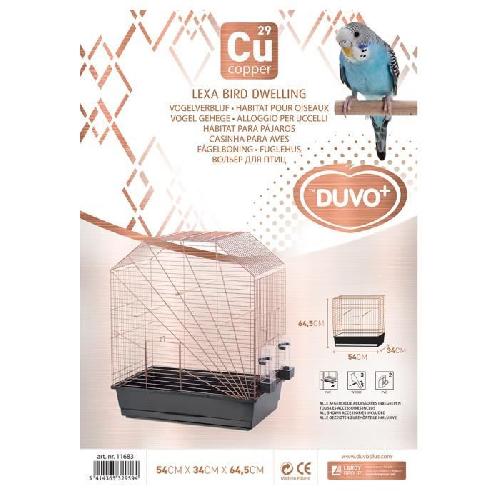 Cage DUVO+ Cage Copper Lexa 54 x 34 x 64.5 cm - 3.5 kg - Noir et cuivre - Pour oiseaux