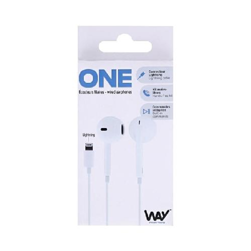 Casque - Ecouteur Filaire - Oreillette Bluetooth - Kit Pieton Telephone Ecouteurs semi intra-auriculaires Lightning - blanc WAY x6