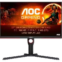 Ecran - Enceinte Écran PC - AOC - U27G3X/BK - 27 UHD 4K - Dalle IPS - 160Hz - 1ms - Ajustable en hauteur - 2 HDMI 2 DP - Adaptive Sync - Noir