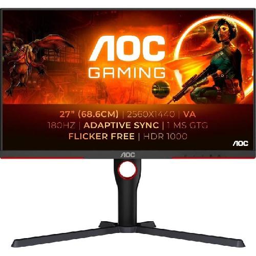Ecran Ordinateur Ecran PC - AOC - Q27G3XMN - 27 QHD - MiniLED - 180Hz - 1ms - Ajustable en hauteur - 2 HDMI 1 DP - Adaptive Sync - Noir