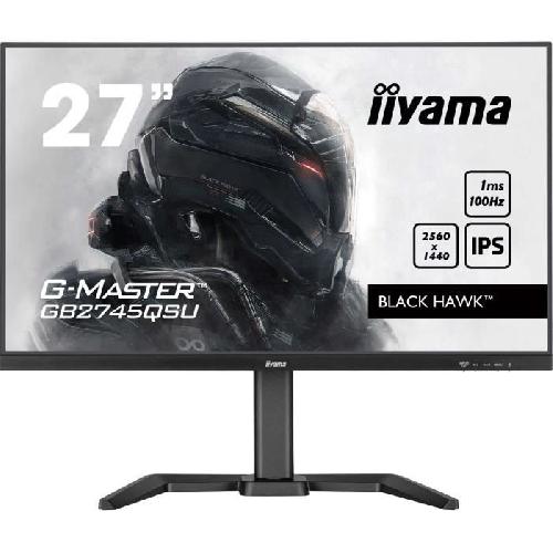 Ecran Ordinateur Ecran PC - IIYAMA - GB2745QSU-B2 - 27 QHD - IPS - 100Hz - 1ms - HDMI-DP-USB HUB - Pied reglable + Pivot - Haut-parleurs - Noir