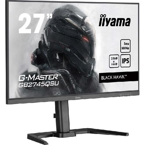 Ecran Ordinateur Ecran PC - IIYAMA - GB2745QSU-B2 - 27 QHD - IPS - 100Hz - 1ms - HDMI-DP-USB HUB - Pied reglable + Pivot - Haut-parleurs - Noir