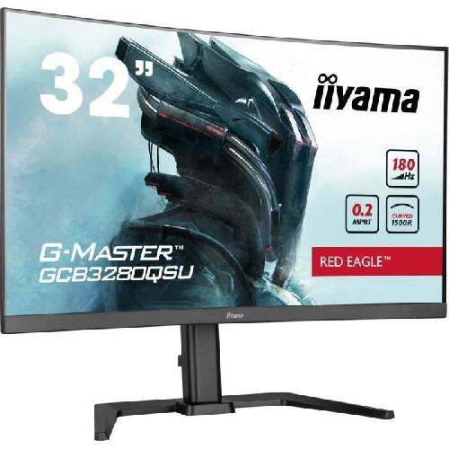 Ecran Ordinateur Ecran PC - IIYAMA - GCB3280QSU-B2 - 31.5 QHD - VA - 180Hz - 0.2ms - HDMI-DP-USB HUB - Pied reglable - Incurve 1500R - Noir