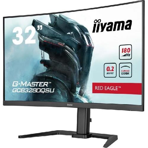 Ecran Ordinateur Ecran PC - IIYAMA - GCB3280QSU-B2 - 31.5 QHD - VA - 180Hz - 0.2ms - HDMI-DP-USB HUB - Pied reglable - Incurve 1500R - Noir