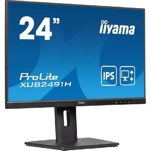Ecran Ordinateur Ecran PC - IIYAMA - XUB2491H-B1 - 23.8 FHD - IPS - 100Hz - 0.5ms - HDMI-DP - VESA 100x100 - Pied reglable + Pivot - Noir