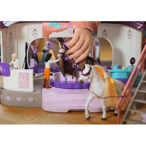 Univers Miniature - Habitation Miniature - Garage Miniature Écurie Schleich Salon de Beauté Sofia's Beauties avec Accessoires de Pansage et Figurines Schleich Chevaux - Coffret de 99 Pieces