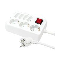 Electricite - Domotique Multiprise blanche avec rallonge 5m - parafoudre - 7 prises 230VAC 16A - IP20 - SCHUKO