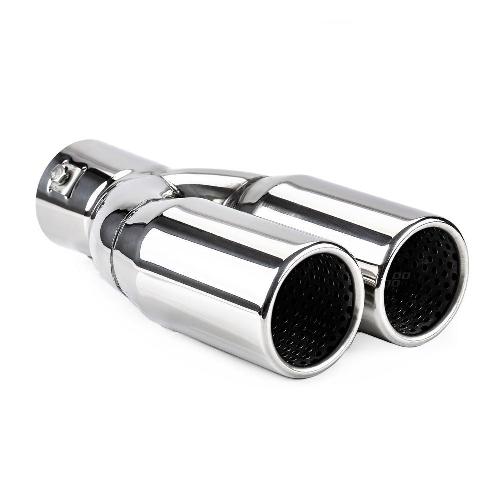 Echappements Voitures Embout D'Echappement Double Acier Inoxydable Diam Int 35-50- Diam Ext 60-63Mm