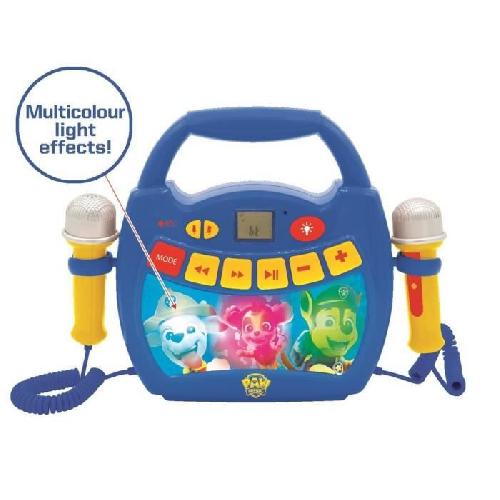 Mp3 Enfant Enceinte Bluetooth La Pat' Patrouille avec Effets Lumineux. Micros et Batterie Rechargeable