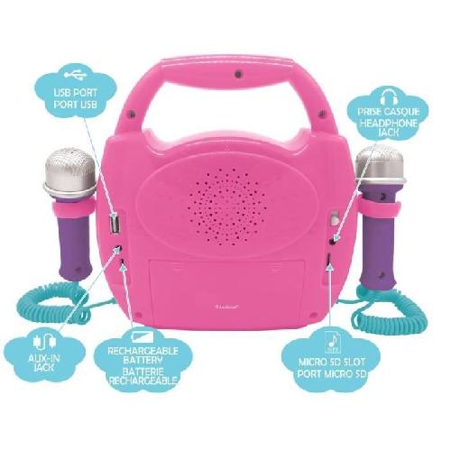 Mp3 Enfant Enceinte Bluetooth Licorne - LEXIBOOK - Effets Lumineux. Micros et Batterie Rechargeable