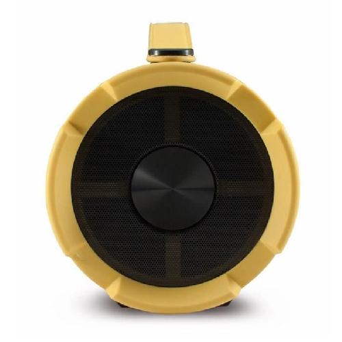 Enceinte - Haut-parleur Nomade - Portable - Mobile - Bluetooth Enceinte bluetooth portable noir et jaune avec tuner FM et batterie integree. lecteursd. aux in. forme tubulaire. diametre 14.5cm