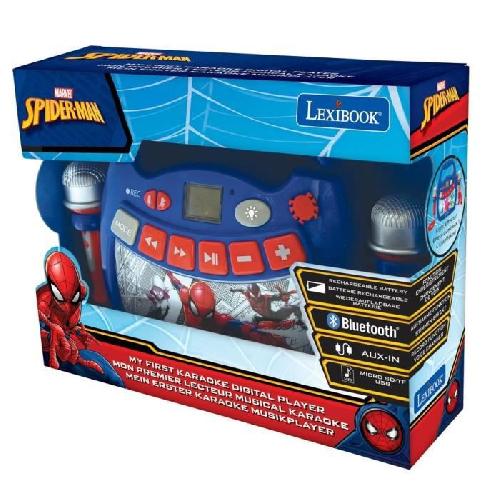 Mp3 Enfant Enceinte Bluetooth Spider-Man - LEXIBOOK - Effets Lumineux. Micros. Karaoké et Enregistrement