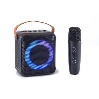 Enceinte - Haut-parleur Nomade - Portable - Mobile - Bluetooth Enceinte Karaoke + micro sans fil - INOVALLEY - KA04BTH-B - Bluetooth - Lumineuse