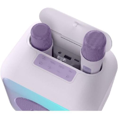Enceinte - Haut-parleur Nomade - Portable - Mobile - Bluetooth Enceinte karaoke lumineuse BIGBEN - Lavande - Bluetooth - 30W - 2 micros sans fil USB-C - Egaliseur - Batterie Li-on