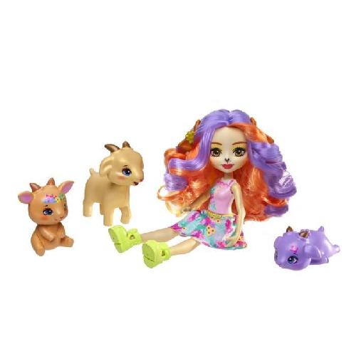 Poupee Enchantimals-Famille de Golita Chevre-Poupée et 3 figurines chevres HXC00