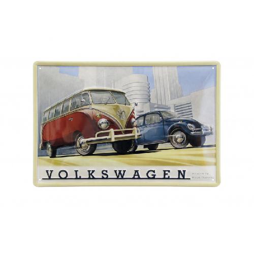 Couvre-volant Enseigne plaque metal VW T1 BUS Combi et Beetle - Scene Industrielle - 20x30cm
