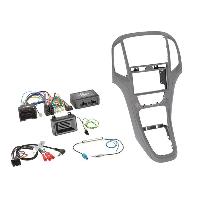 Ensembes Facades et Faisceaux ISO Kit installation autoradio 2DIN compatible avec Opel Astra ap09 - Gris aluminium