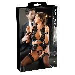 Ensemble Bondage a Jarretelles 4 pieces noir - L