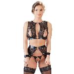 Ensembles Ensemble Bondage a Jarretelles 4 pieces noir - L
