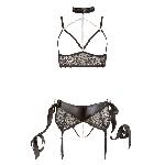 Ensembles Ensemble Bondage a Jarretelles Ouvert et Entraves noir - S